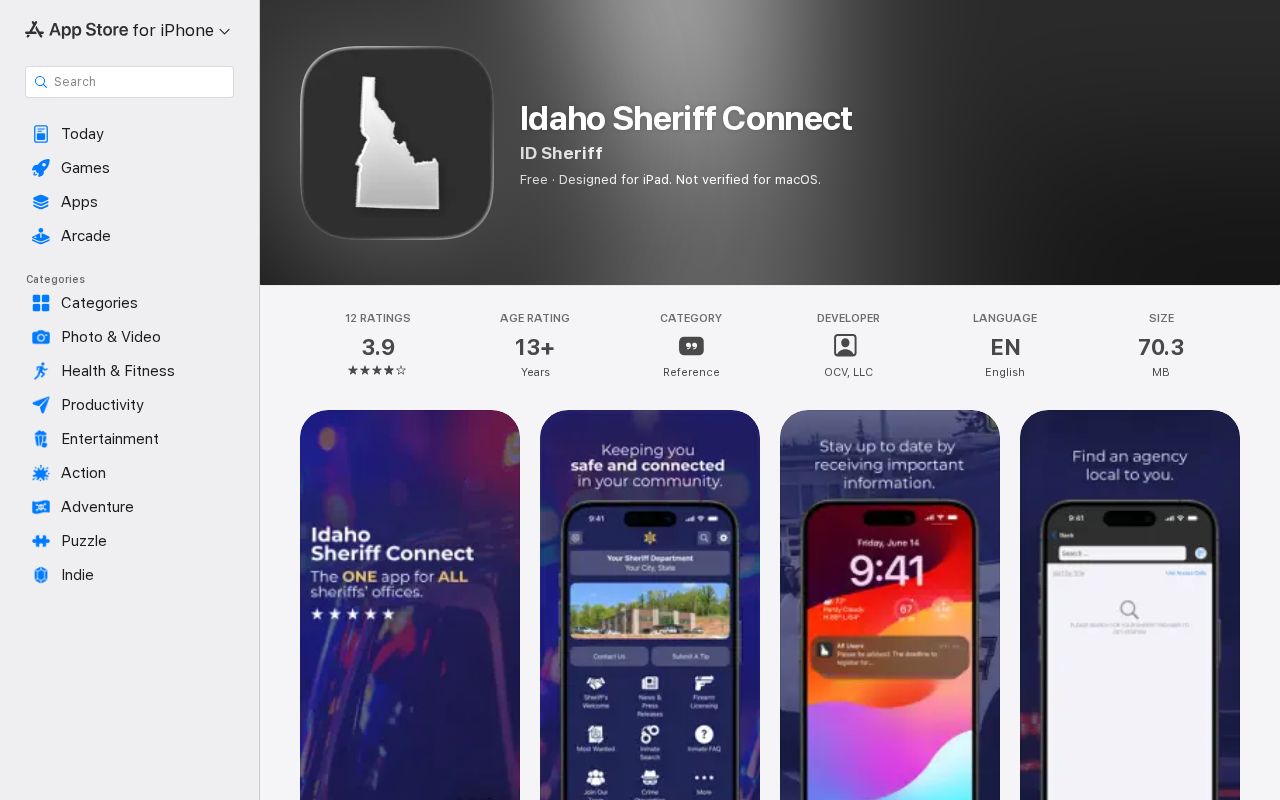 Idaho Sheriff Connect iOS app listing