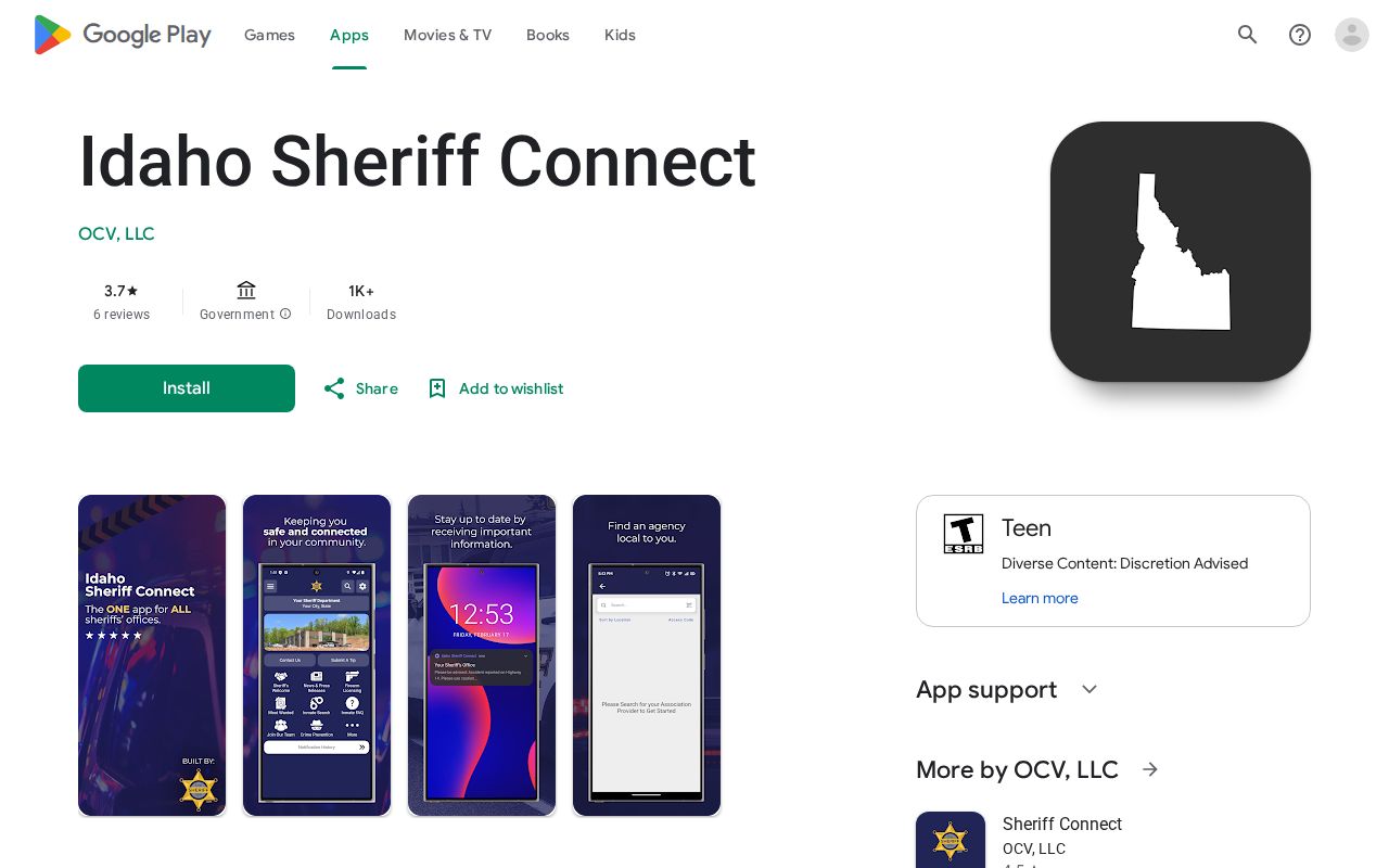 Idaho Sheriff Connect Android app listing