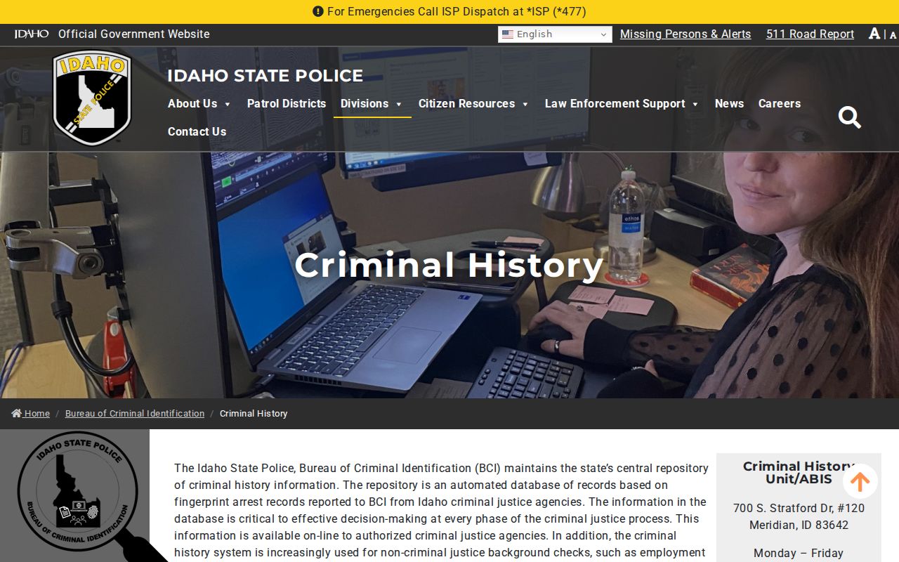 Butte County criminal history information from the Idaho BCI repository
